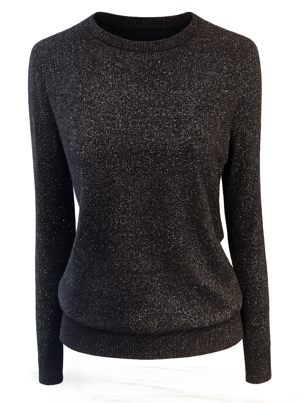 LK Bennett London Black Silver Metallic Knit Sweater Jumper UK M Viscose Sparkle
